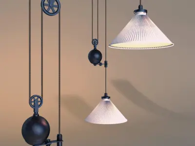 RESTORATION HARDWARE industrial pully pendant 2 Free 3D model