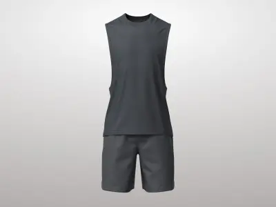 Tank Top Male 3v Shorts 3v Low-poly 3D model
