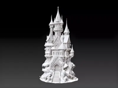 Elven Tree Castle STL  Fantasy Castle on Ancient Roots  3D print 3D print model