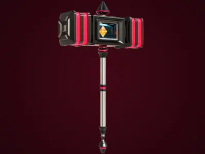 9 Sci-Fi Battle Hammers Collection All PBR Unity UE Textures 3D Model Pack