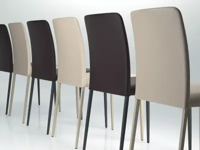 Deli pair of leather dining chairs 3D model