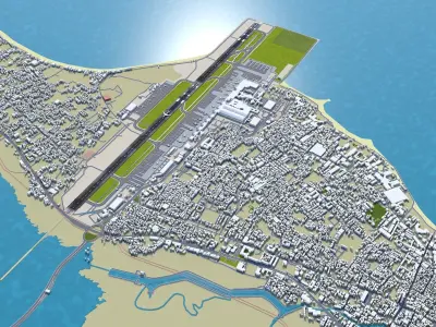 Ngurah Rai International Airport 10km Low-poly 3D model