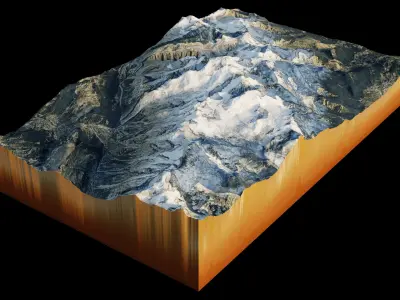 Mount Mont Blanc Terrain 3D model 3D model