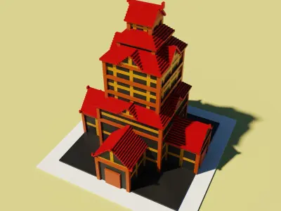 3d voxel low-poly house Low-poly 3D model