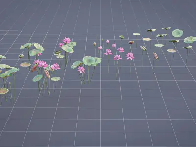 Realistic Lotus Art Low-poly 3D model