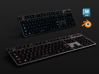 LED Neon Light Gaming Keyboard Free low-poly 3D model