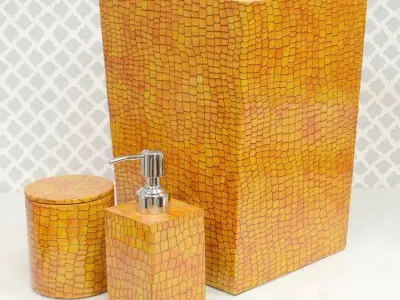 Kayleigh Genuine Leather 3 Piece Mini Bathroom Accessory Set 3D model