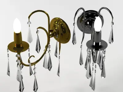 Gold and silver wall lights Low-poly 3D model