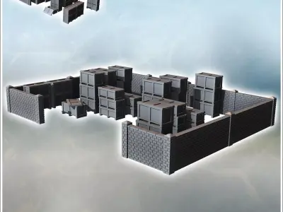 Industrial warehouse with brick walls and storage crates 3 - Mod 3D print model