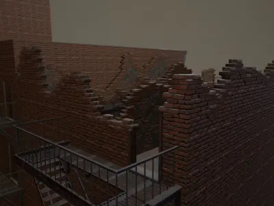 Ruined NYC Buildings Low-poly 3D model