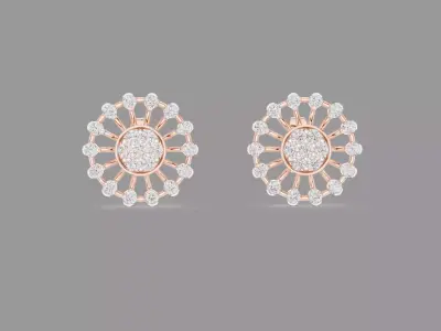 24 Diamond Studs Earrings 3D Model Pack