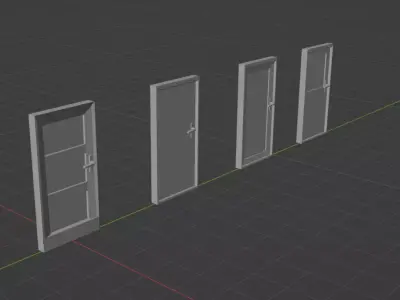 Set of 4 various doors 3D model
