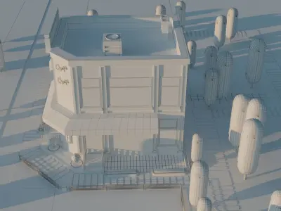 Low poly 3d modular location - Hotel and street 3D model