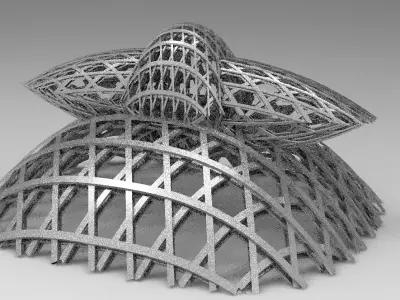 Alien brutalist weaved dome 3D model