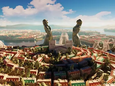 large city made in blender with geometry nodes Low-poly 3D model