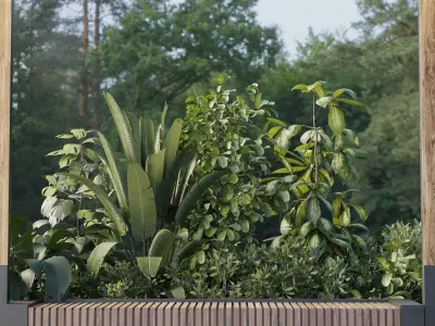 Urban Environment Urban Furniture Green Benches Low-poly 3D model