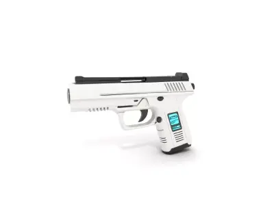 Futuristic Laser Pistol with Glowing Energy Cell Low-poly 3D model