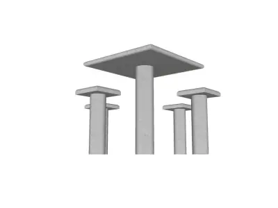 Concrete Table With 4 Benches 3D model