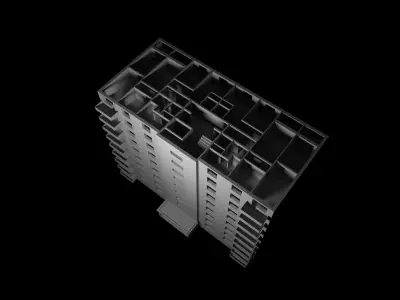 model of apartment building Low-poly 3D model