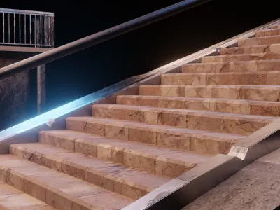 17 PBR Low Poly Stairs Low-poly 3D model