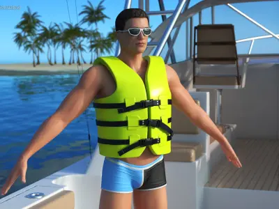  Male in Swimwear and Life Vest 