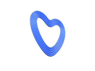 Line Heart Icon v1 005 Low-poly 3D model