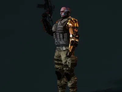 Female Cyborg Character Low-poly 3D model