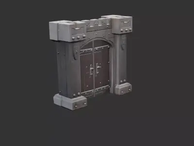 Iron Riveted Castle Gate Low-poly 3D model