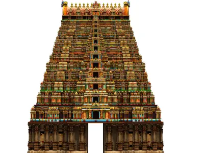 srirangam hindu temple 3D model
