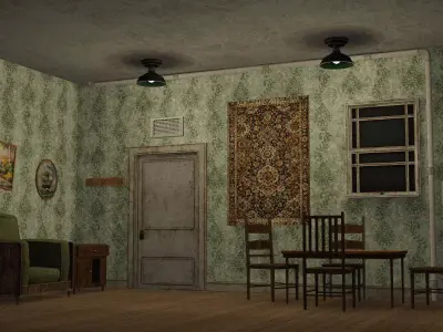 PSX style furniture and modular pack Low-poly 3D model