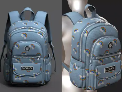 Backpack Camping Generic Color 3d model  Low-poly 3D model