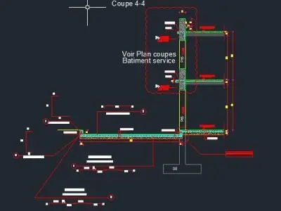 Reinforcement plan for reinforced concrete staircase DWG autocad 3D model