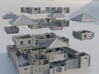 Small Wooden Fort Tabletop Terrain 28 mm 3D print model