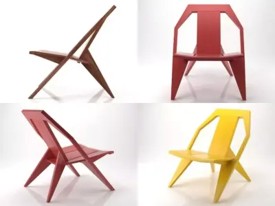 Medici four different colored chairs 3D model