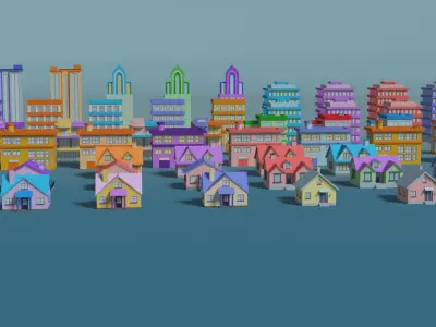 Stylized exterior lowpoly house  Low-poly 3D model