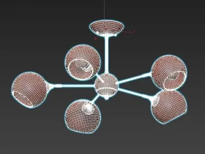 lagos-a2708pl-5bk five light chandelier with glass globes 3D model