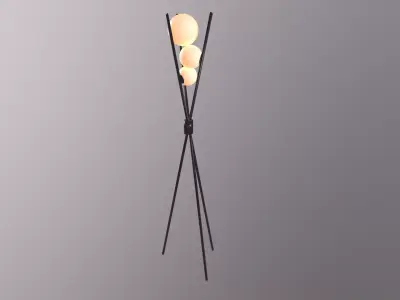 model lamp floor made of metal and glass Low-poly 3D model