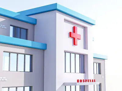 Hospital cartoon Low-poly 3D model