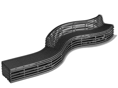 bench wavy Low-poly 3D model