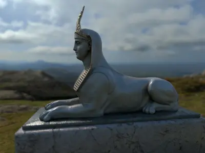 Sphinx sculpture  exterior and interior model  Low-poly 3D model