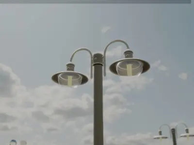 Street Light -7- Basic Version -2 Lamp-  Low-poly 3D model