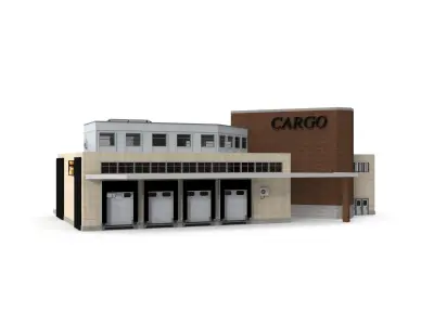 Cargo Building with Interior Low Poly Low-poly 3D model