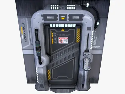 Sci-Fi Door Gate Game Ready Low Poly Low-poly 3D model