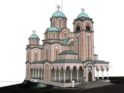 Architecture-Religion-God-Culture-Temple-010 church with two ... 3D model