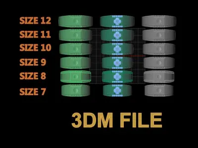 Signet Ring Square Tapered Side Diamond Row Mix Size 7-12 3D print model