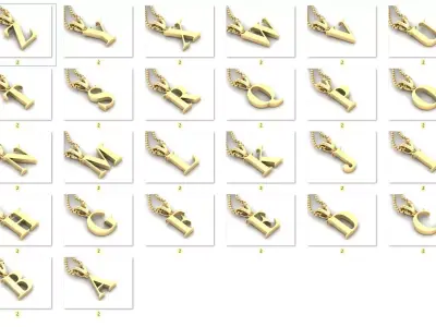 Alphabet English Version 4 Light Font Gold Pendant Album 3D print model