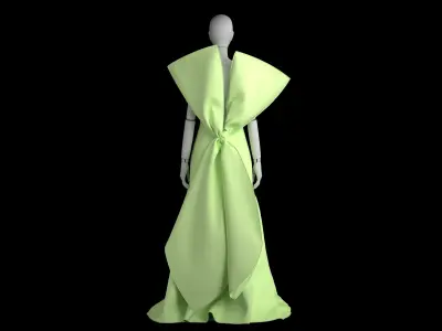 Open-back floor-length dress with bow back Open-back Free low-poly 3D model