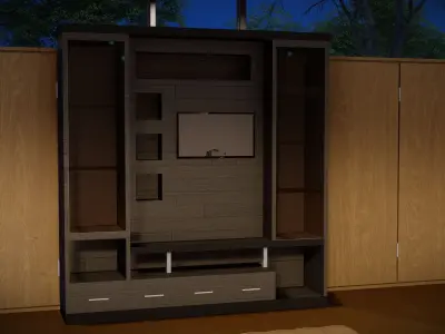 Modern Minimalist TV Wall -Functional TV Wall Design 3D model