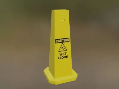 Wet Floor Sign Low-poly 3D model