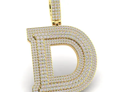 Alphabet Latter D Diamond Pendent 3D print model